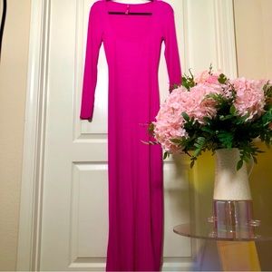 Skims Soft lounge shimmer fuchsia long sleeve dress size medium